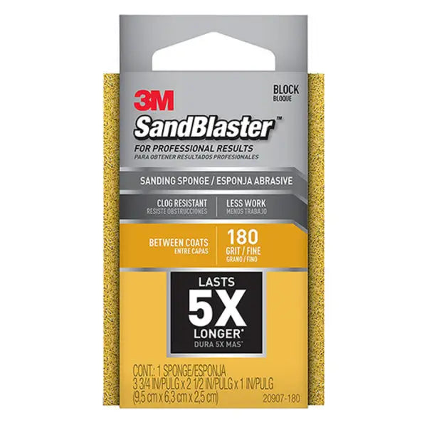 3-3-4 x 2-1-2 x 1 3M 20907-180 SandBlaster Sanding Sponge, 180-Grit