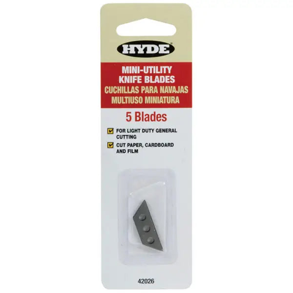 Hyde Tools 42026 Hyde Replacement Mini Top Slide Utility Blades, 5-Pack