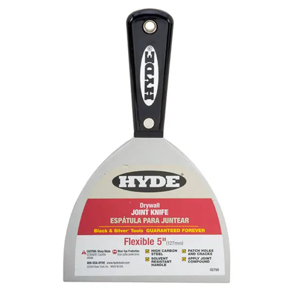 5 Hyde Tools 02750 Black & Silver High Carbon Steel Flexible Joint Knife