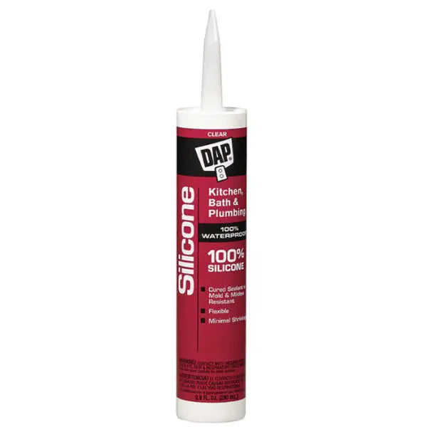 9.8 Oz Dap 8648 Clear 100% Silicone Kitchen, Bath, and Plumbing Sealant