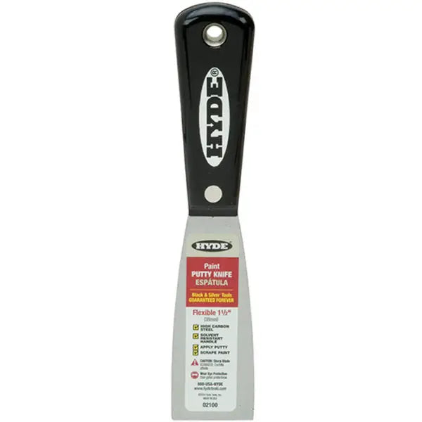 1-1-2 Hyde Tools 02100 Black & Silver High Carbon Steel Flexible Putty Knife