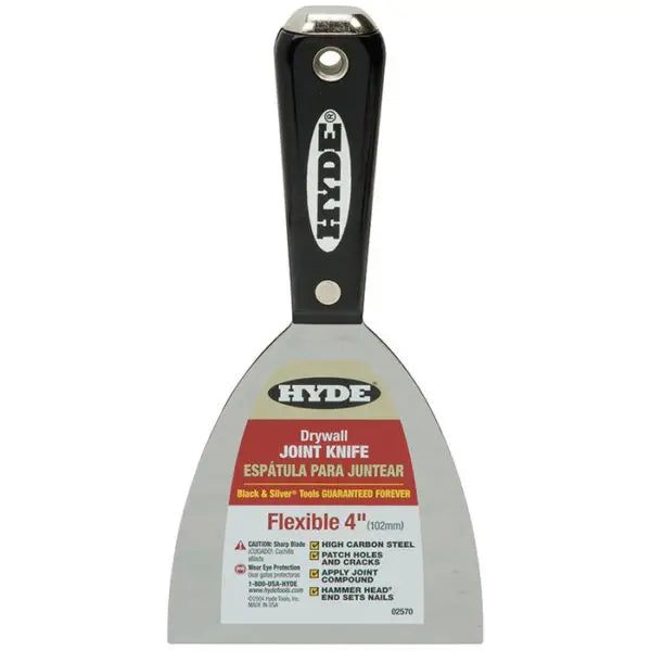 4 Hyde Tools 02570 Black & Silver Flexible Joint Knife w- Hammer Head End