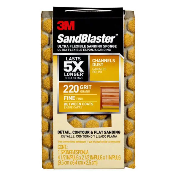 4-1-2 x 2-1-2 x 1 3M 20907-220-UFS SandBlaster Ultra Flexible 220-Grit, Fine