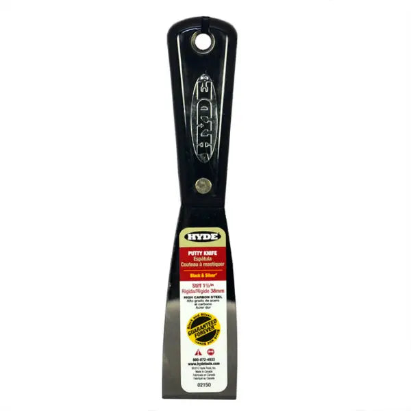 1-1-2 Hyde Tools 02150 Black & Silver High Carbon Steel Stiff Putty Knife