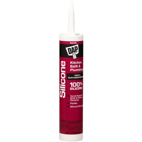 9.8 Oz Dap 8640 White 100% Silicone Kitchen, Bath, and Plumbing Sealant