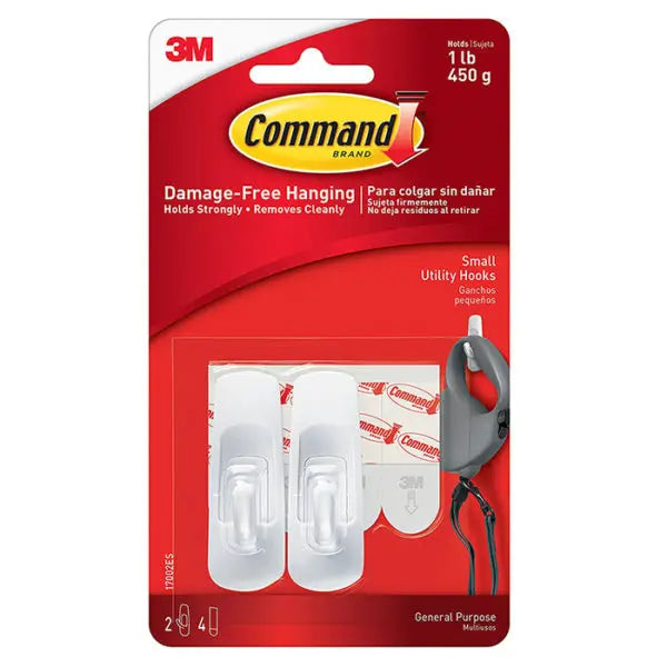 Small 3M 17002 White Command Utility Hooks