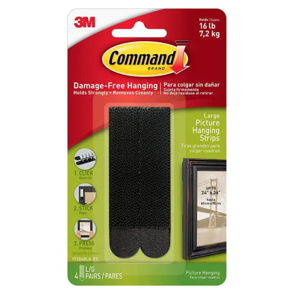 Large 3M 17206BLK-ES Black Command Picture Hanging Strips