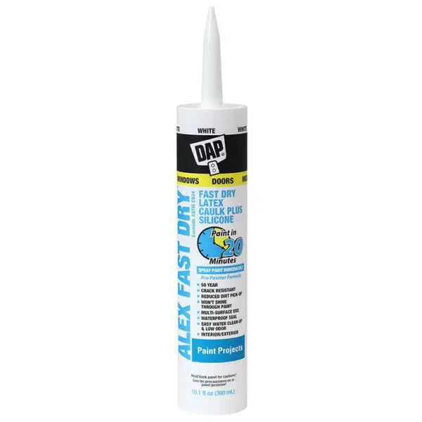 10.1 Oz Dap 18425 White Alex Plus Fast Dry All Purpose Acrylic Latex Caulk