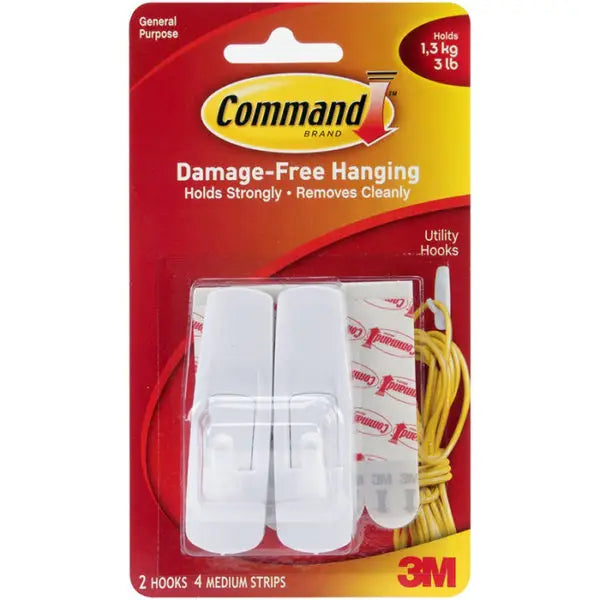 Medium 3M 17001ES White Command Utility Hooks