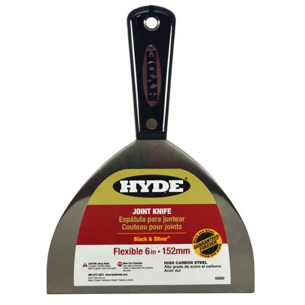 6 Hyde Tools 02850 Black & Silver High Carbon Steel Flexible Joint Knife