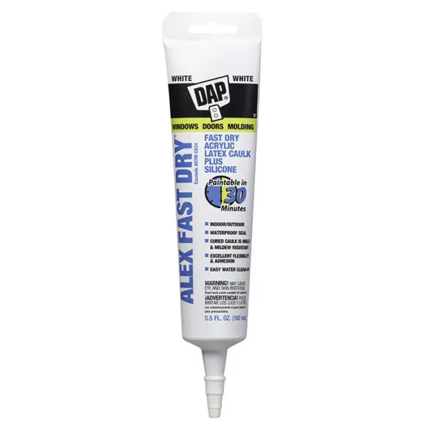 5.5 Oz Dap 11425 White Alex Plus Fast Dry All Purpose Acrylic Latex Caulk