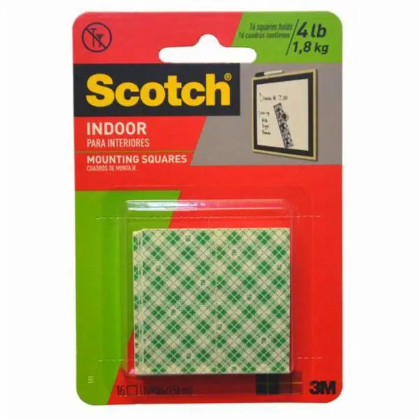 1 x 1 3M 111 White Scotch Indoor Mounting Squares, 16-Pack