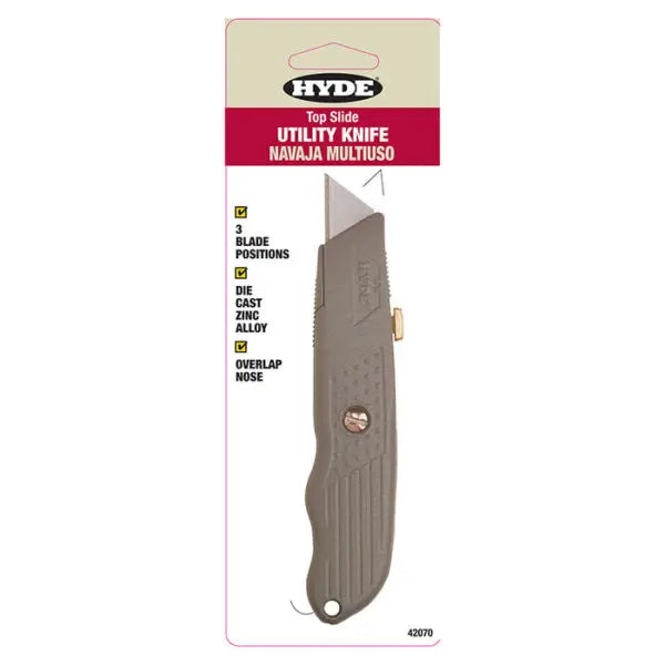 Hyde Tools 42070 Hyde Top Slide Utility Knife w- 1 Blade