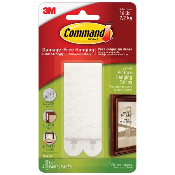 Large 3M 17206-ES White Command Picture Hanging Strips