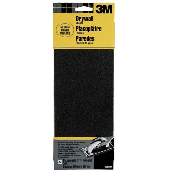 4-3-16 x 11-1-4 3M 9092 Drywall Adhesives Die-Cut Sanding Sheet, Medium, 5-Pack