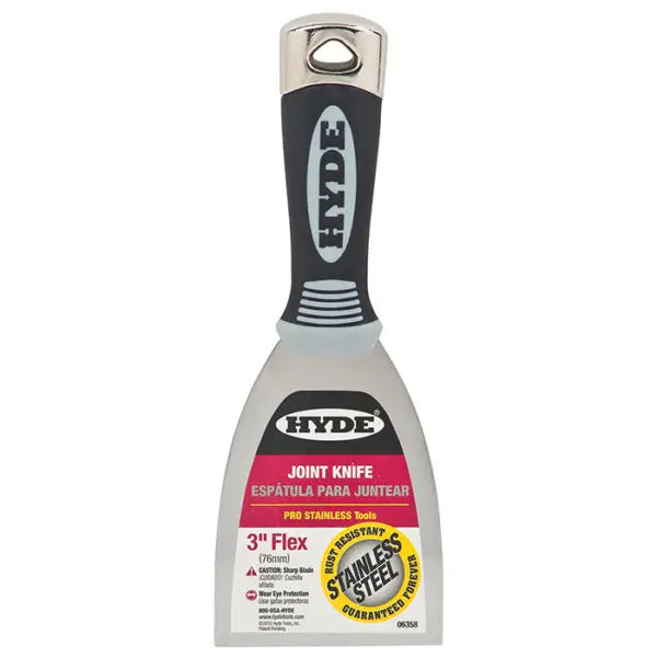 3 Hyde Tools 06358 Pro-Stainless Flexible Stainless Steel Joint Knife w- Hammer