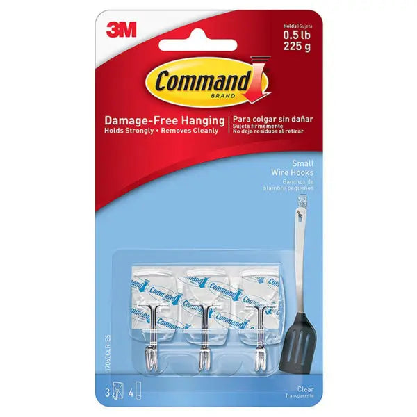 Small 3M 17067CLR-ES Clear Command Wire Hooks