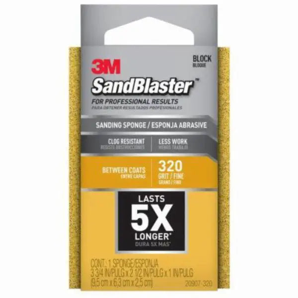 3-3-4 x 2-1-2 x 1 3M 20907-320 SandBlaster Sanding Sponge, 320-Grit