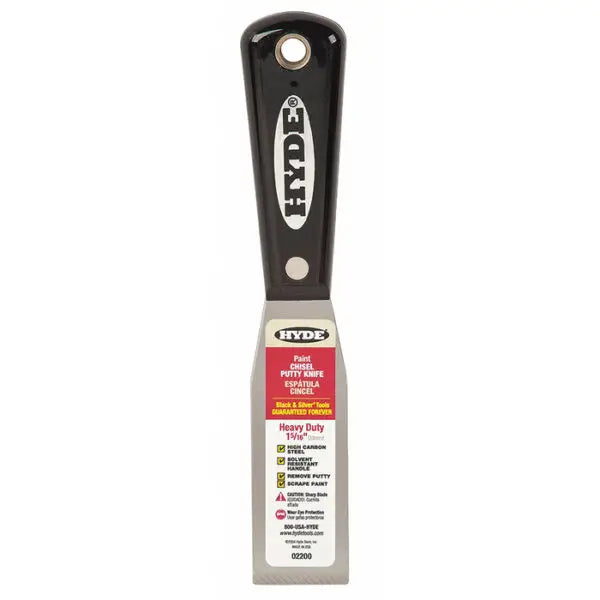 1-5-16 Hyde Tools 02200 Black & Silver Stiff Chisel Putty Knife