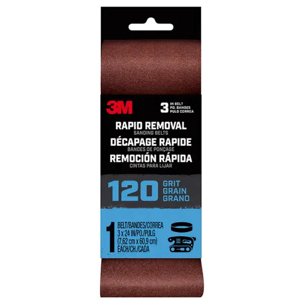 3 x 24 3M Belt3x241pk120 Rapid Removal Power Sanding Belt, 120-Grit