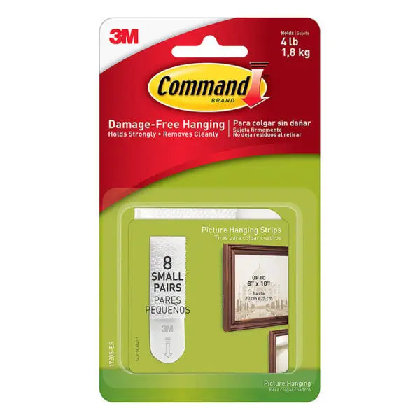 Small 3M 17205-ES White Command Picture Hanging Strips Value Pack