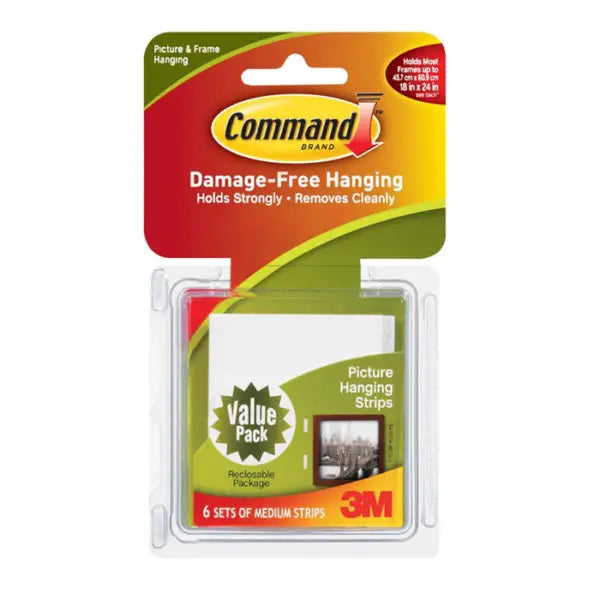 Medium 3M 17204 White Command Picture Hanging Strips Value Pack