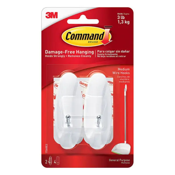 Medium 3M 17068ES White Command Wire Hooks