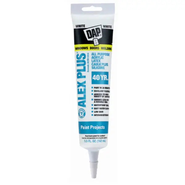 5.5 Oz Dap 18128 White Alex Plus All Purpose Acrylic Latex Caulk Plus Silicone