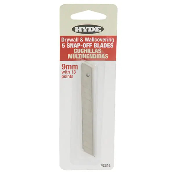 9mm Hyde Tools 42345 Hyde Replacement Snap-Off Knife Blade, 5-Pack