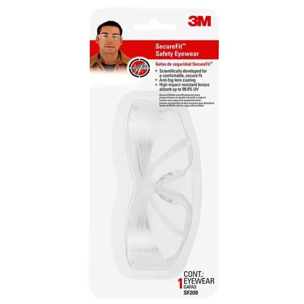 3M SF200-WV8 Clear Lens Tekk Protection SecureFitSafety Eyewear Impact-Resistant