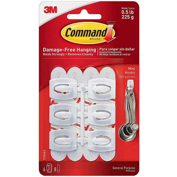 Mini 3M 17006ES White Command Hooks