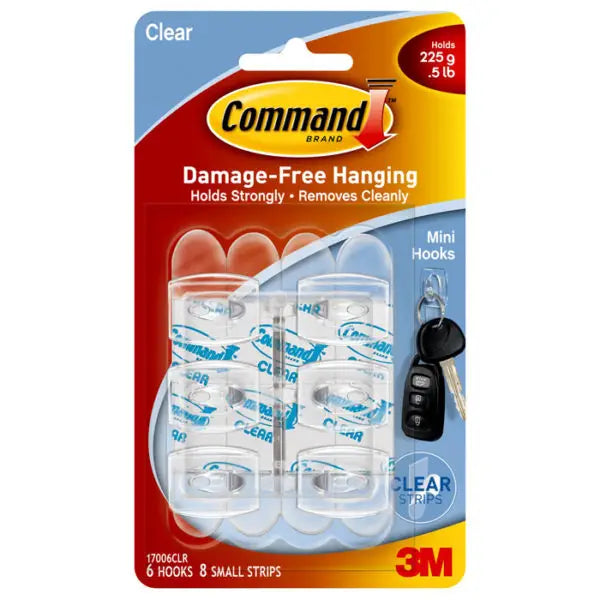 Mini 3M 17006CL-VP Clear Command Mini Hanging Hook Value Pack